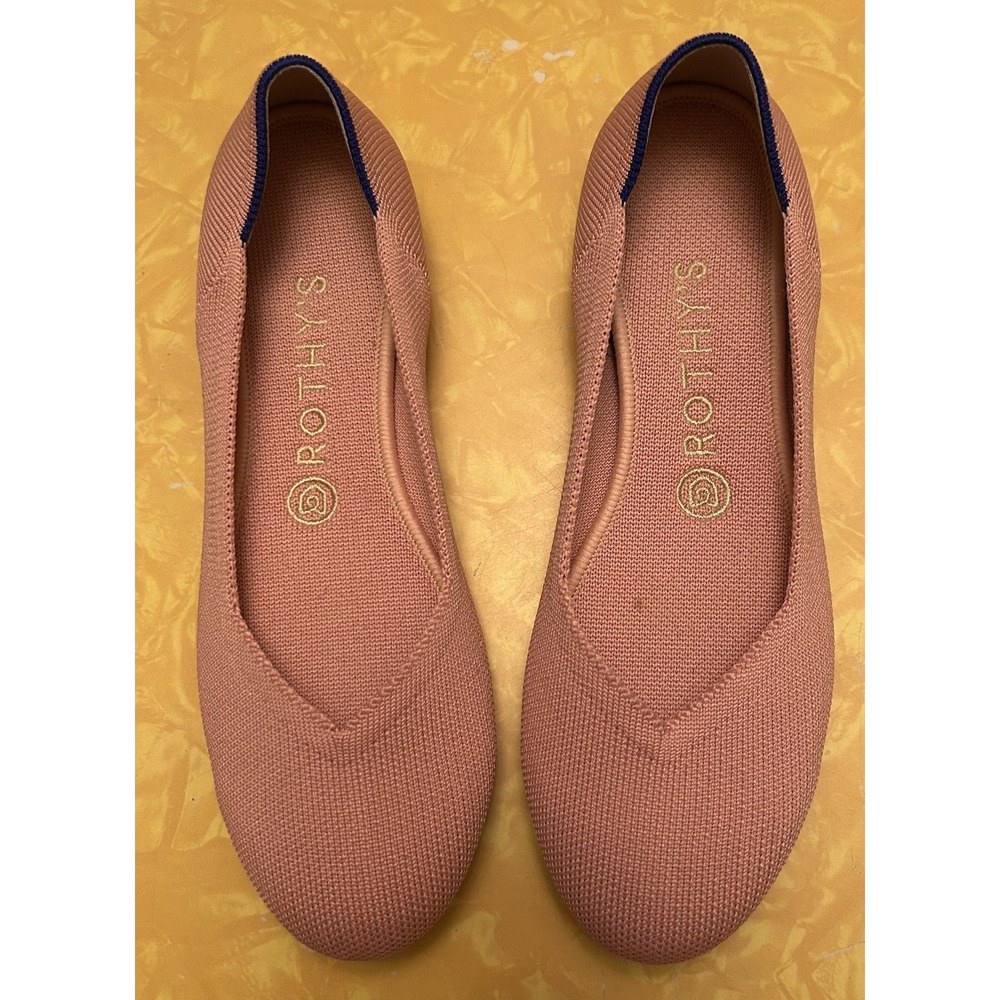 ROTHY'S THE FLAT Rounded Toe Ballet Flat Shoes Peach Women's 8
